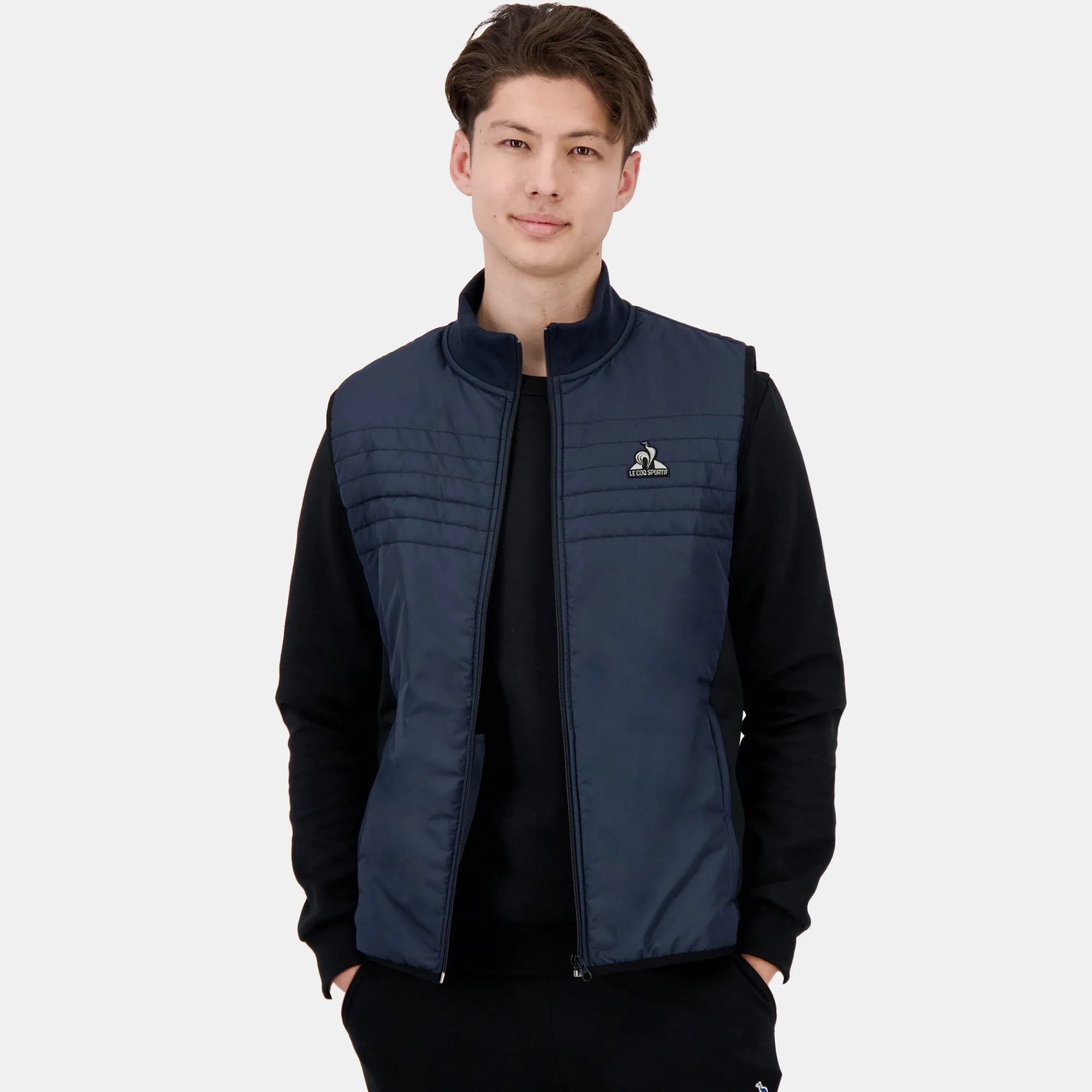 Le Coq Sportif Chaqueta de plumas sin mangas para hombre.-Hombre Chaquetas