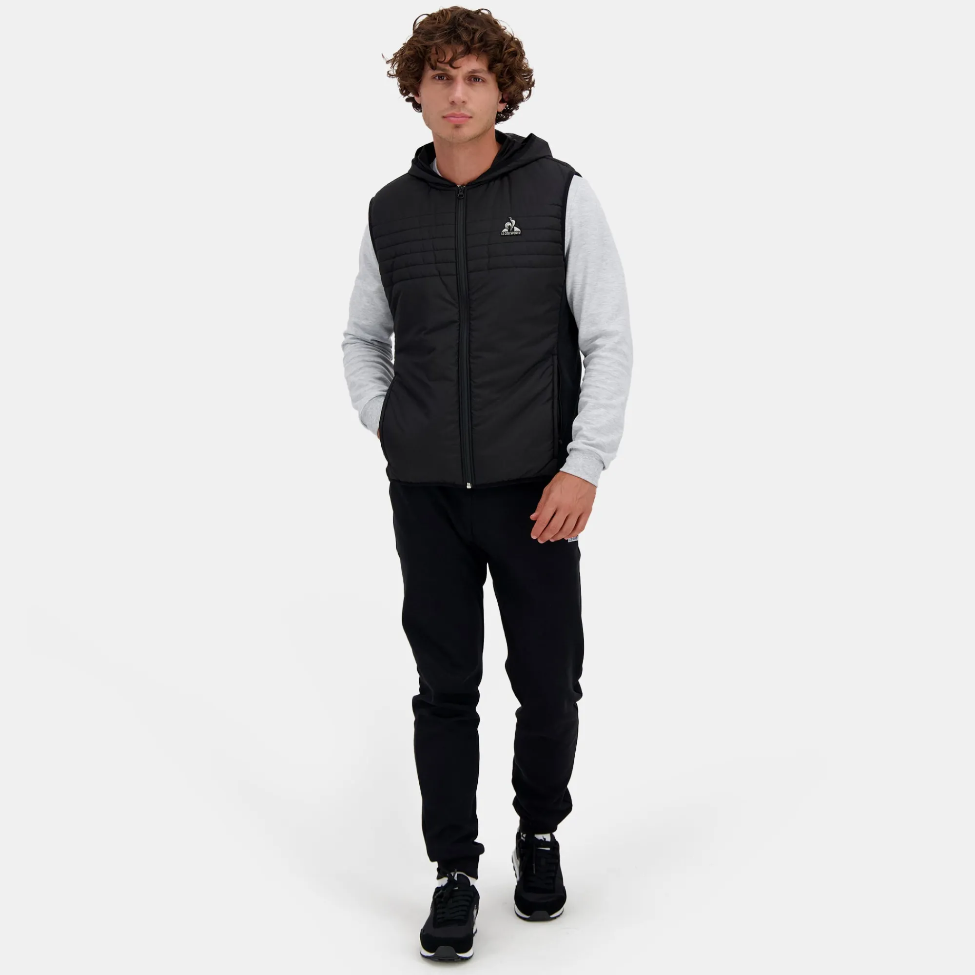 Le Coq Sportif Chaqueta de plumas sin mangas para hombre.-Hombre Chaquetas