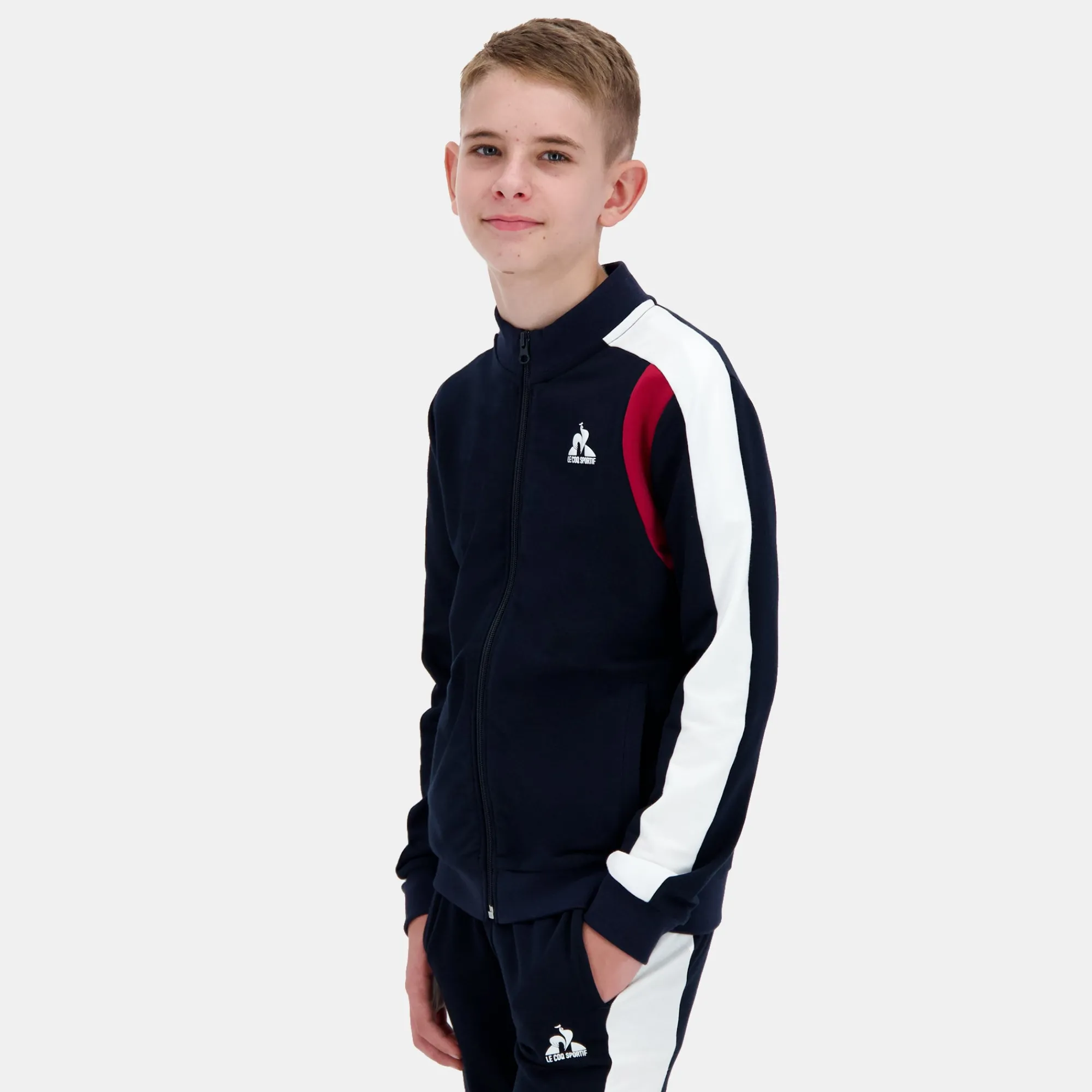 Le Coq Sportif Sudadera con cremallera para niño- Sudaderas